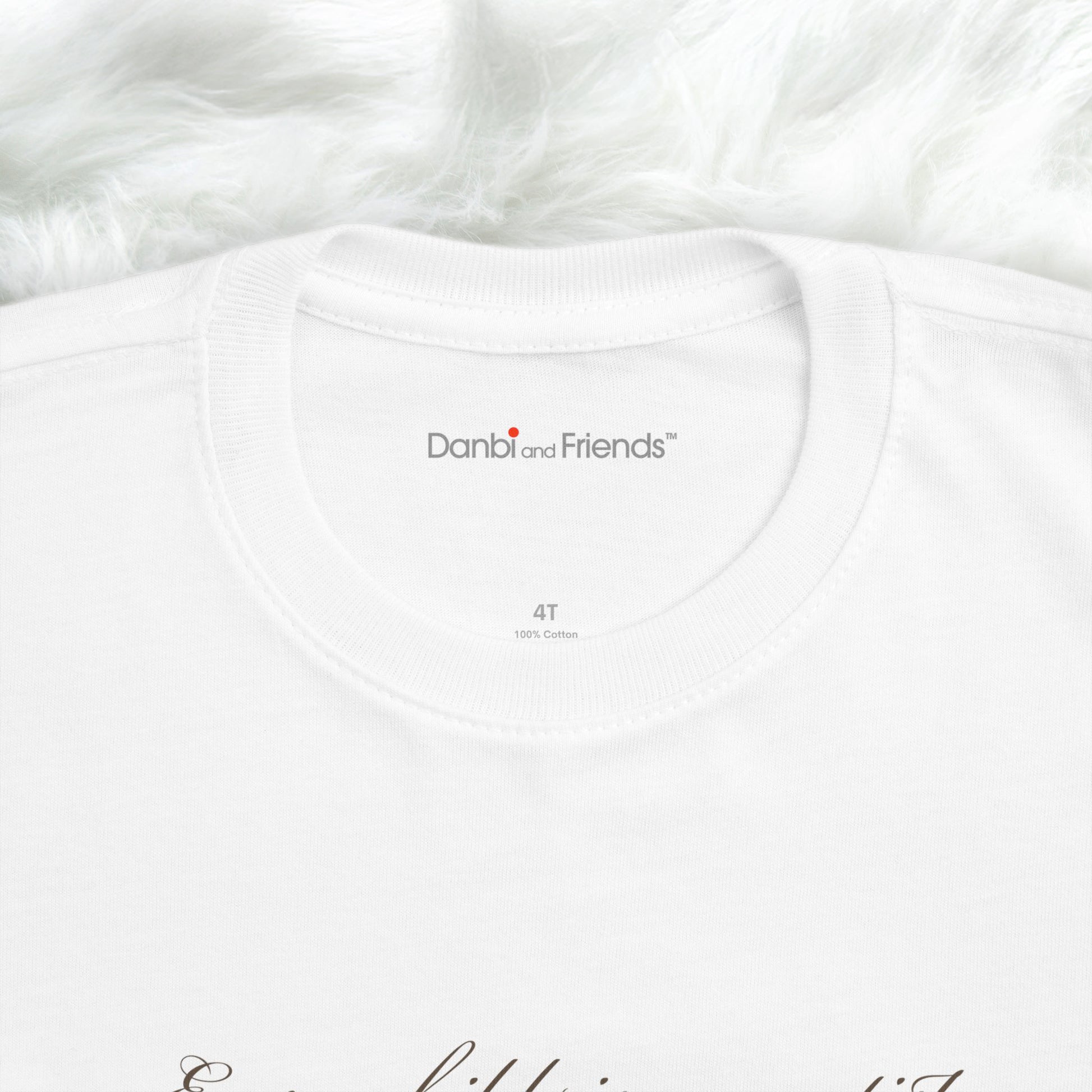 White t-shirt with 'Dambi and Friends' logo on a white background